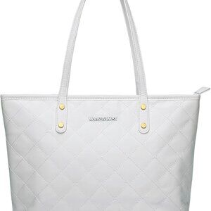 Elegant Quilted Tote Bag for Women - Vegan Leather, 15.5" Wide, Machine Washable